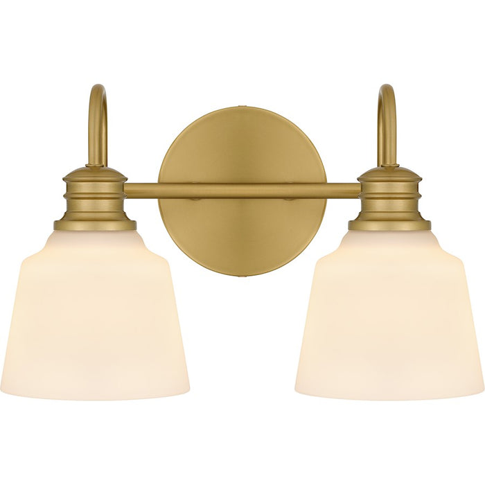 Quoizel Hinton 2 Light Bath Light, Aged Brass/Opal Etched - HIN8614AB
