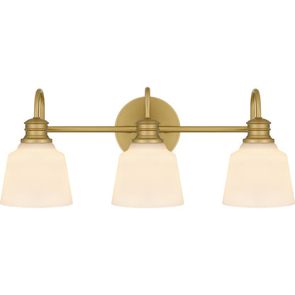 Quoizel Hinton 3 Light Bath Light, Aged Brass/Opal Etched - HIN8622AB