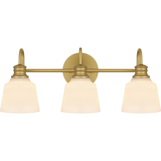 Quoizel Hinton 3 Light Bath Light, Aged Brass/Opal Etched - HIN8622AB