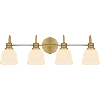 Quoizel Hinton 4 Light Bath Light, Aged Brass/Opal Etched - HIN8630AB