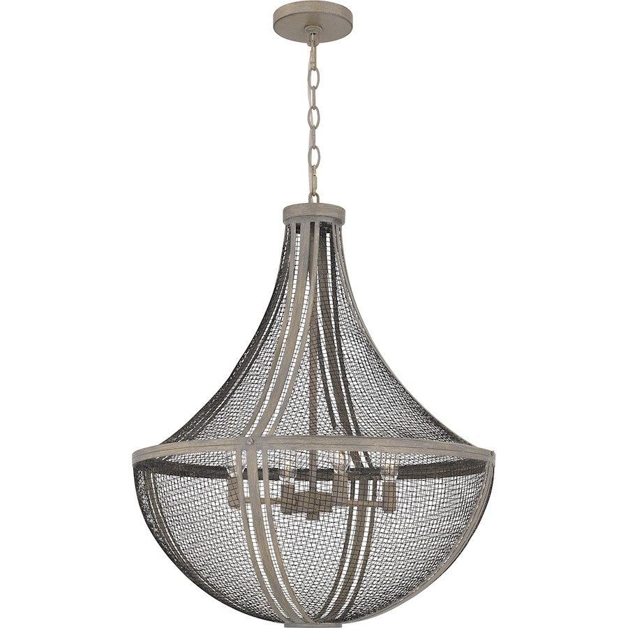 Quoizel Hallie 4 Light Pendant, Distressed Grey Wood - HLE2822DGW