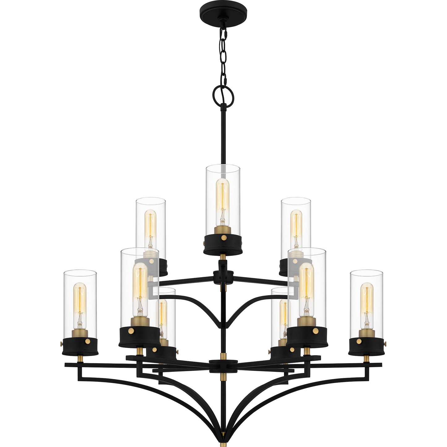 Quoizel Hillside 5 Light Chandelier, Matte Black/Clear Glass - HLS5026MBK