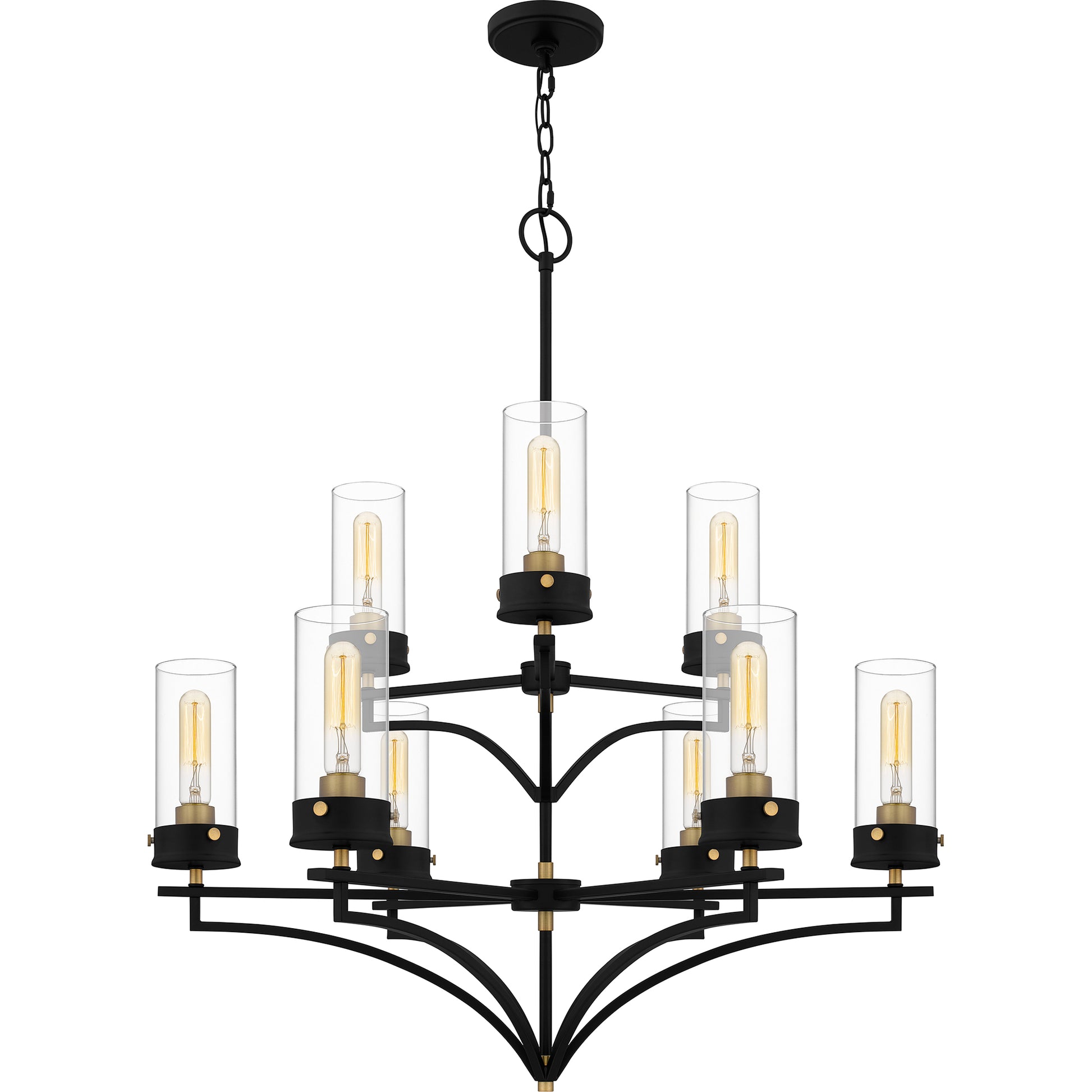 Quoizel Hillside 5 Light Chandelier, Matte Black/Clear Glass - HLS5026MBK