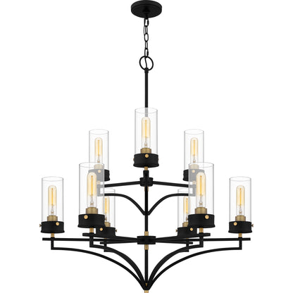 Quoizel Hillside 5 Light Chandelier, Matte Black/Clear Glass - HLS5026MBK