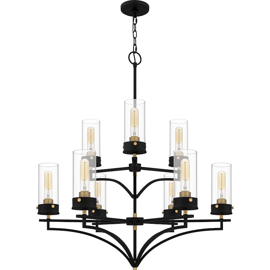 Quoizel Hillside Chandelier, Matte Black/Clear Glass