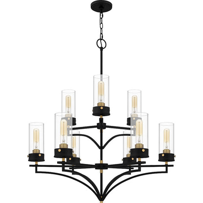 Quoizel Hillside Chandelier, Matte Black/Clear Glass