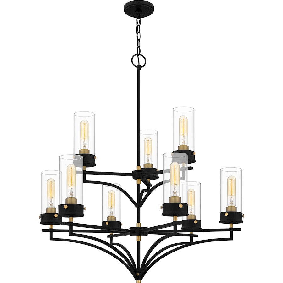 Quoizel Hillside Chandelier, Matte Black/Clear Glass