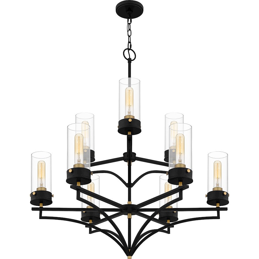 Quoizel Hillside Chandelier, Matte Black/Clear Glass