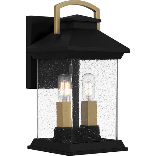 Quoizel Henderson 2 Light 13" Outdoor Lantern, Black/Clear Seedy - HND8206EK