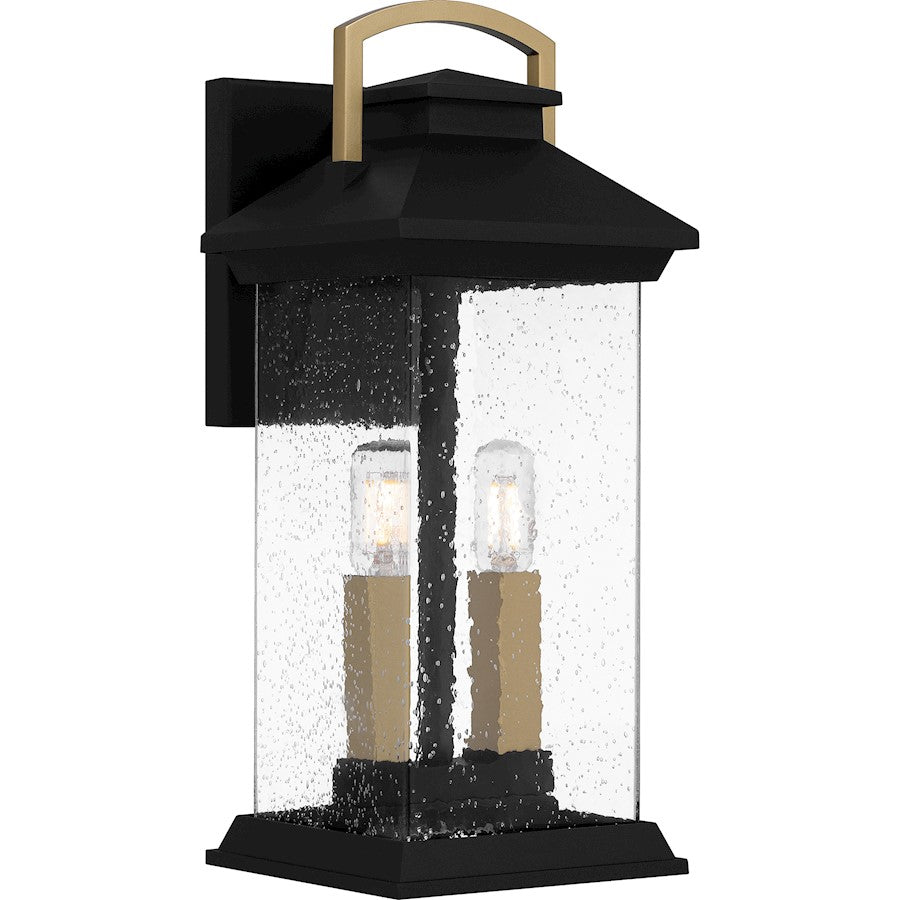 Quoizel Henderson 2 Light 15" Outdoor Lantern, Black/Clear Seedy - HND8306EK