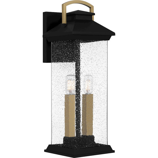 Quoizel Henderson 2 Light 19" Outdoor Lantern, Black/Clear Seedy - HND8406EK