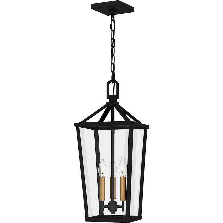 Quoizel Hull 3 Light Mini Pendant, Matte Black/Clear Beveled - HUL1509MBK