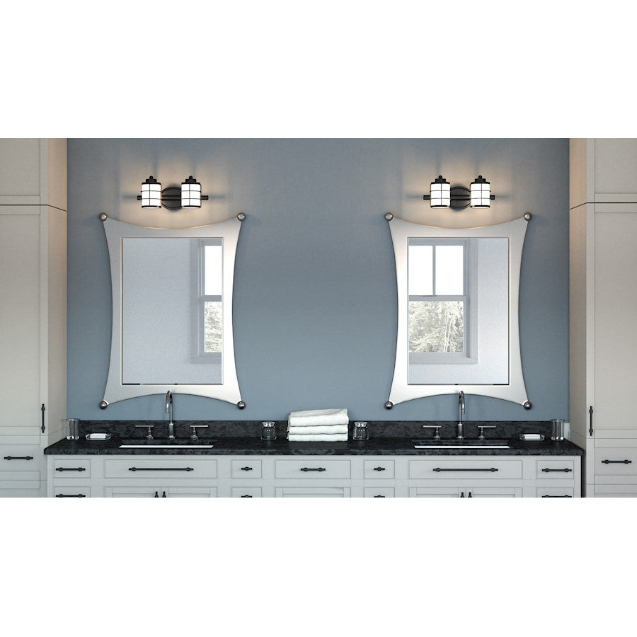 2 Light Bathroom Vanity Light, Opal Etched