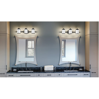 3 Light Bathroom Vanity Light, Opal Etched