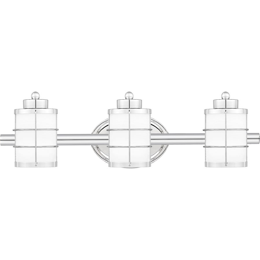 Quoizel Hazlett 3 Light Bath Light, Polished Chrome/Opal Etched - HZT8623C