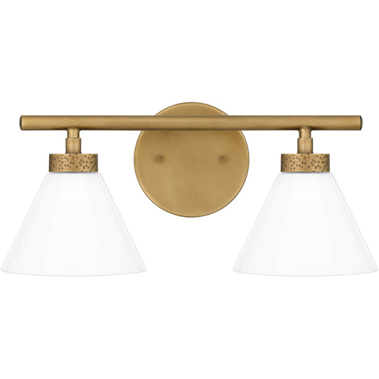 Quoizel Ira 2 Light Bath Light, Weathered Brass/Opal - IRA8615WS