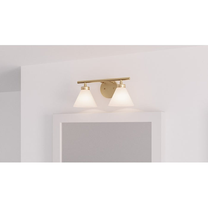 Quoizel Ira 2 Light Bath Light, Weathered Brass/Opal