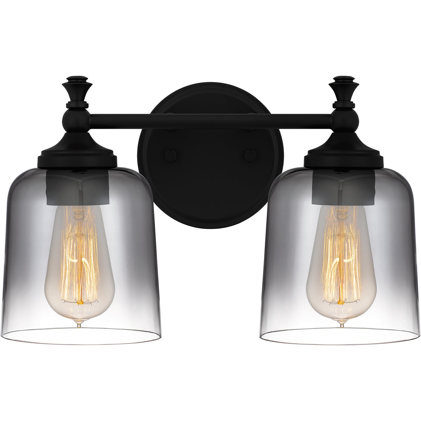 Quoizel Jenson 2 Light Bath Light, Matte Black/Smoke - JEN8614MBK