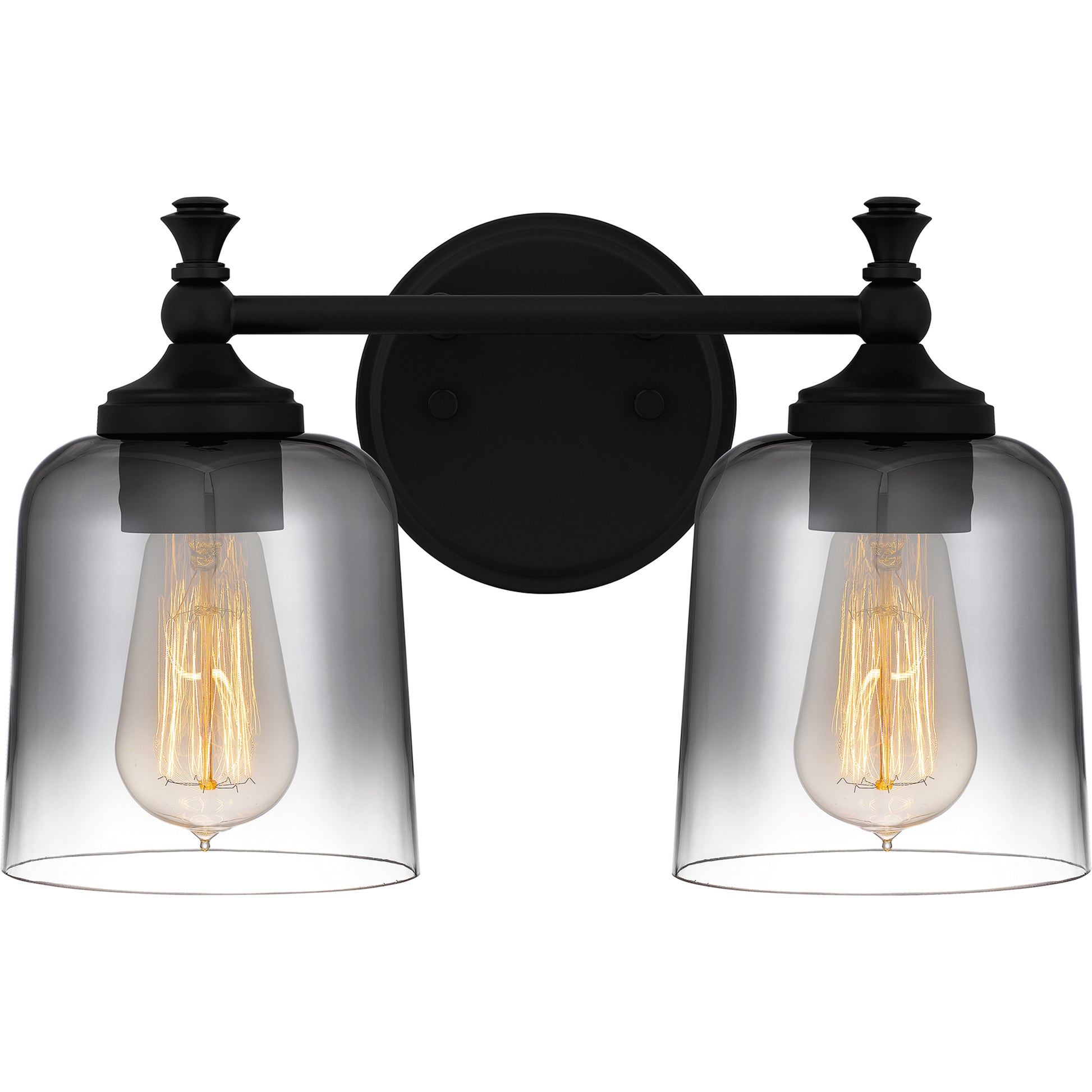 Quoizel Jenson 2 Light Bath Light, Matte Black/Smoke - JEN8614MBK