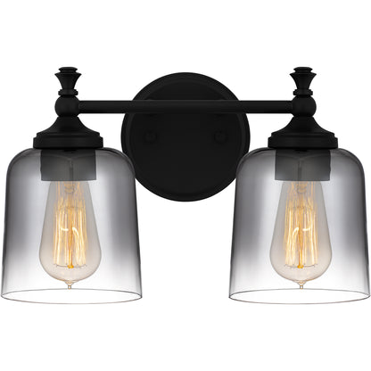 Quoizel Jenson 2 Light Bath Light, Matte Black/Smoke - JEN8614MBK