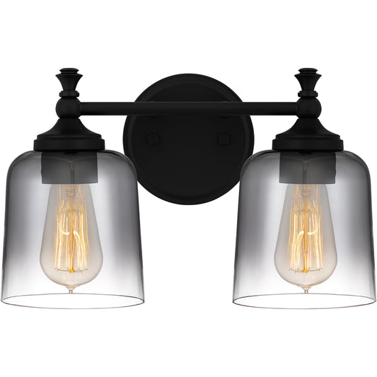 Quoizel Jenson 2 Light Bath Light, Matte Black/Smoke - JEN8614MBK