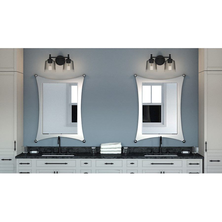 2 Light Bathroom Vanity Light, Matte Black