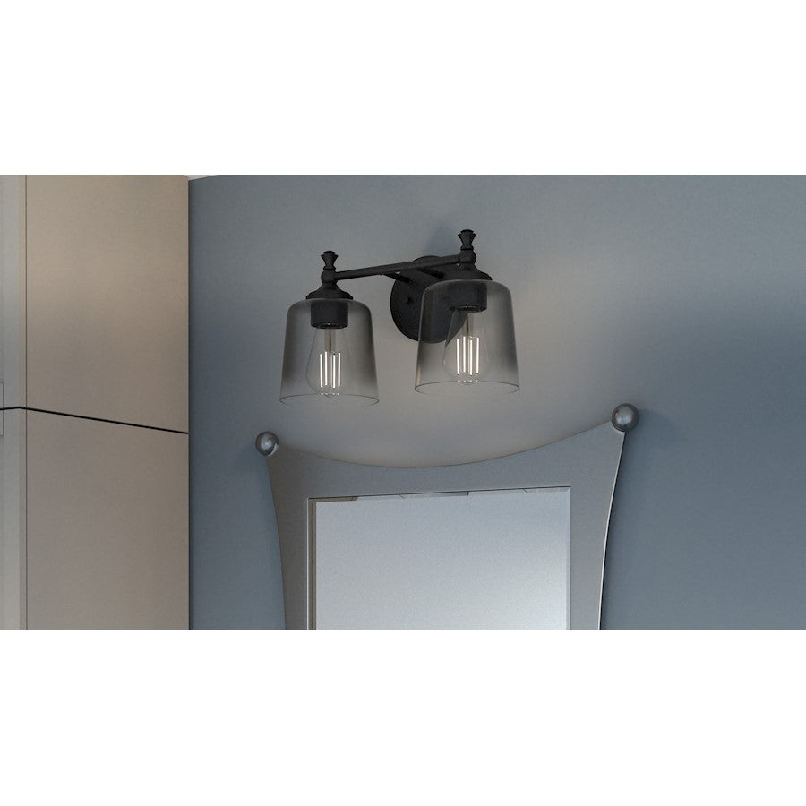 2 Light Bathroom Vanity Light, Matte Black