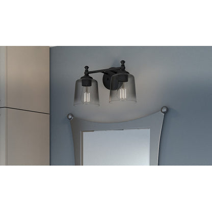 2 Light Bathroom Vanity Light, Matte Black