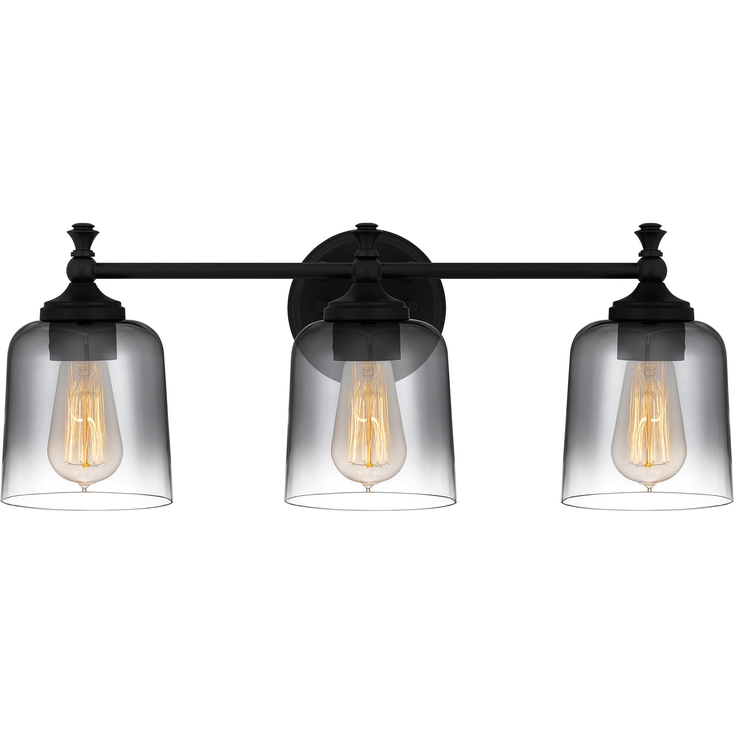 Quoizel Jenson 3 Light Bath Light, Matte Black/Smoke - JEN8624MBK