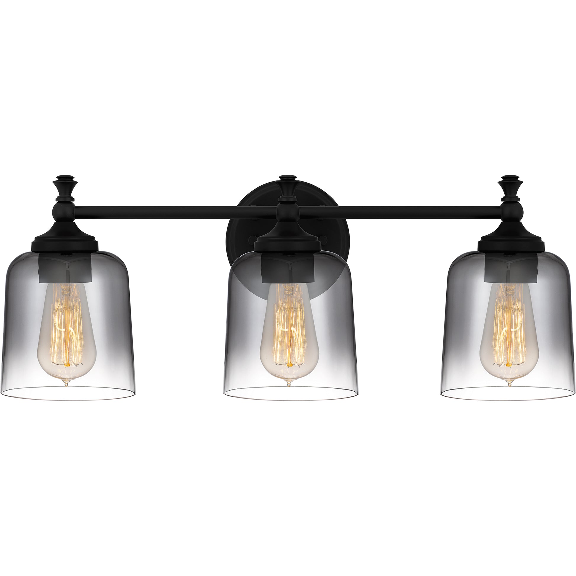 Quoizel Jenson 3 Light Bath Light, Matte Black/Smoke - JEN8624MBK