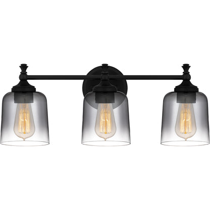 Quoizel Jenson 3 Light Bath Light, Matte Black/Smoke - JEN8624MBK