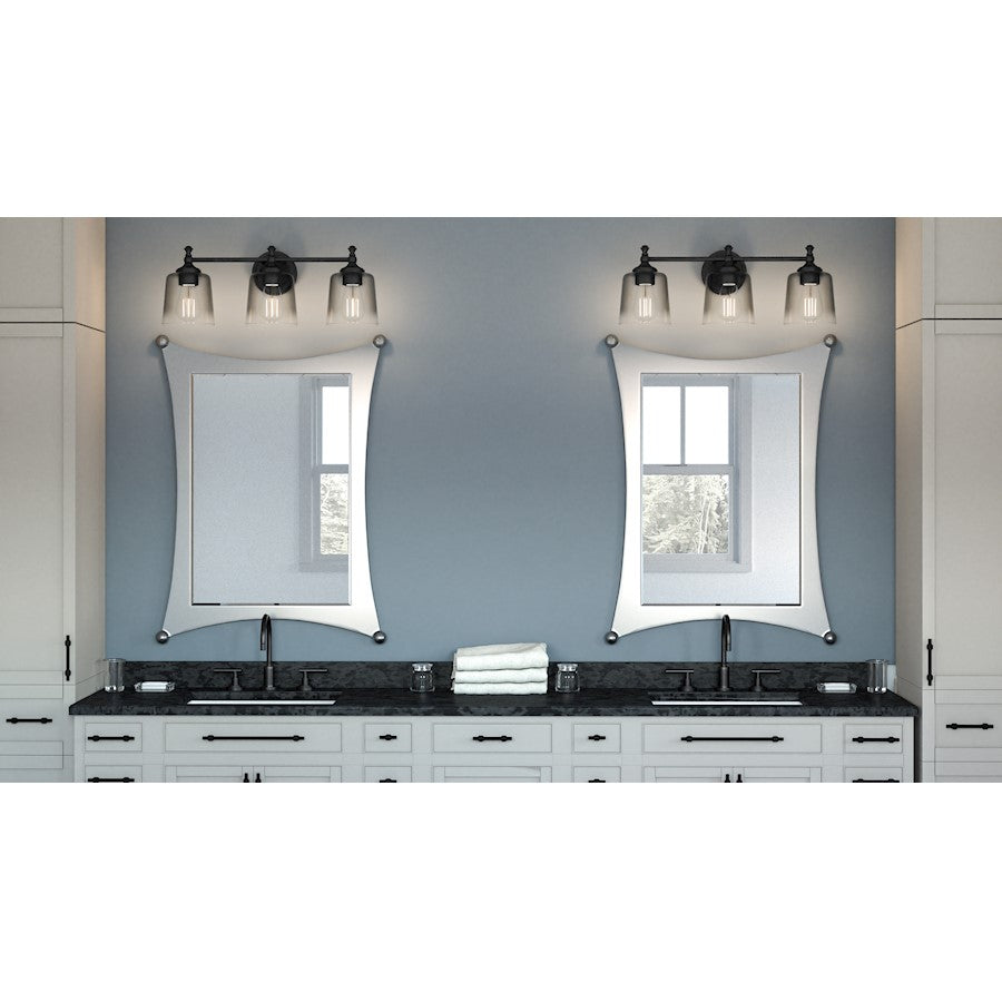 3 Light Bathroom Vanity Light, Matte Black