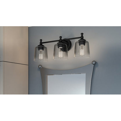 3 Light Bathroom Vanity Light, Matte Black