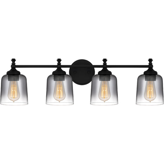 Quoizel Jenson 4 Light Bath Light, Matte Black/Smoke - JEN8631MBK