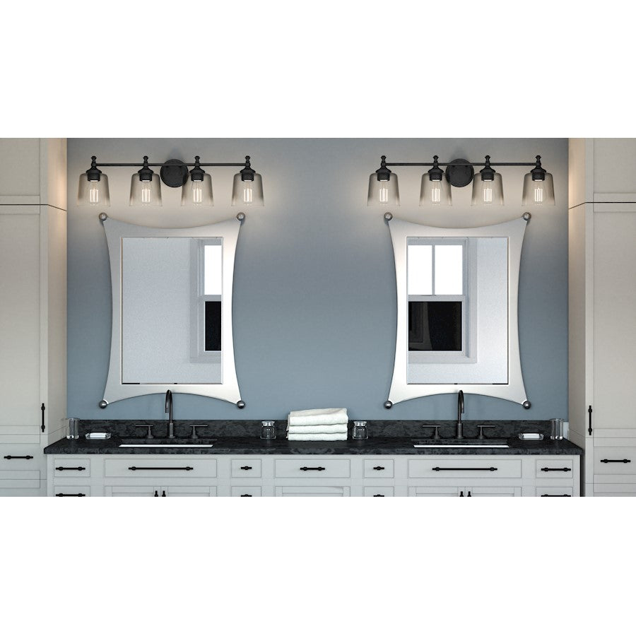 4 Light Bathroom Vanity Light, Matte Black