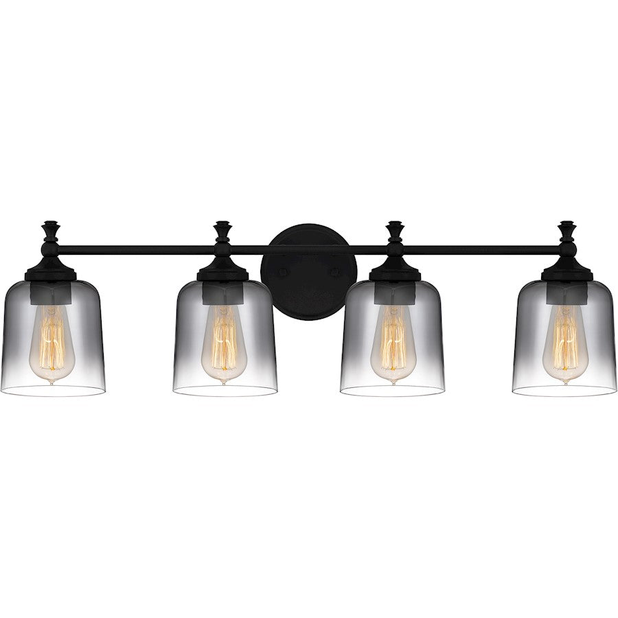 4 Light Bathroom Vanity Light, Matte Black