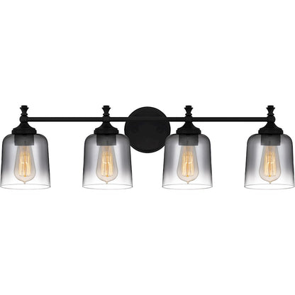 4 Light Bathroom Vanity Light, Matte Black