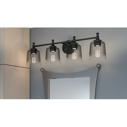 4 Light Bathroom Vanity Light, Matte Black