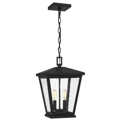 Quoizel Joffrey 2 Light Mini Pendant, Matte Black/Clear Seeded - JFY1511MBK