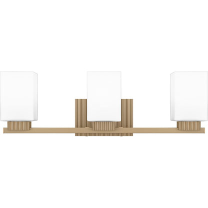 Quoizel Joyner 3 Light Bath Light, Bronze Gold/Opal Etched - JOY8623BGD