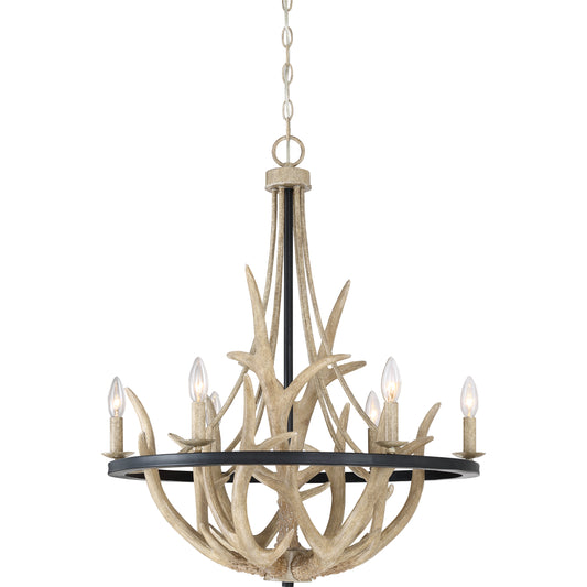 Quoizel 6 Light Journey Chandelier, Earth Black