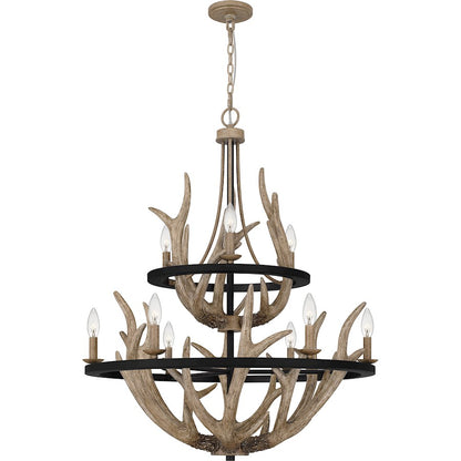 Quoizel Journey 9 Light Chandelier, Earth Black