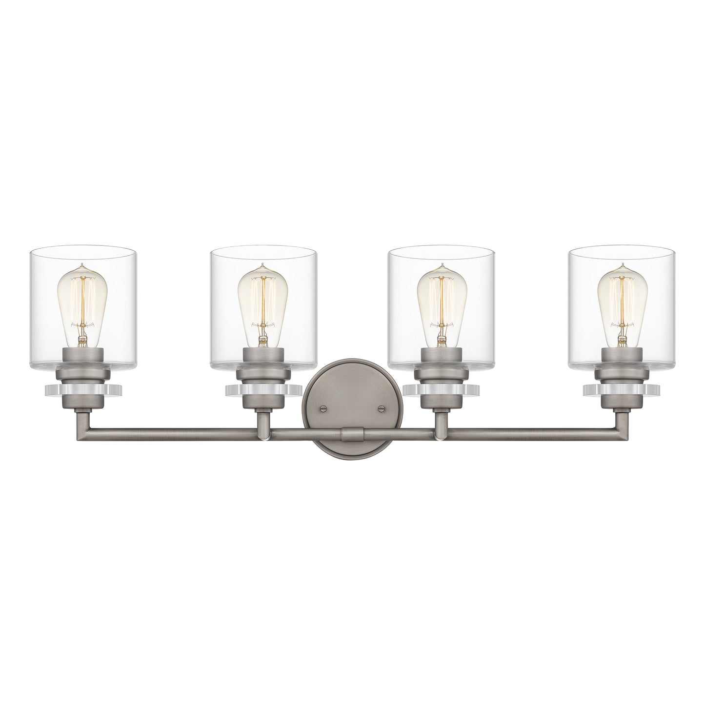 Quoizel Jaspar 4 Light Bath Vanity, Antique Nickel/Clear - JSP8630AN