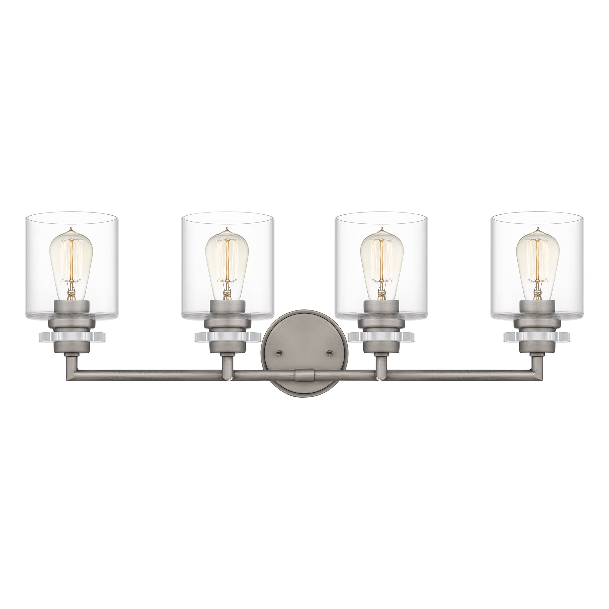 Quoizel Jaspar 4 Light Bath Vanity, Antique Nickel/Clear - JSP8630AN