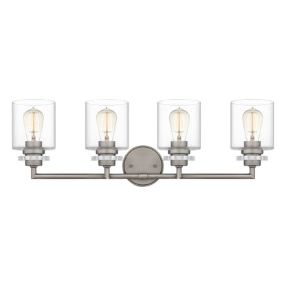 Quoizel Jaspar 4 Light Bath Vanity, Antique Nickel/Clear - JSP8630AN