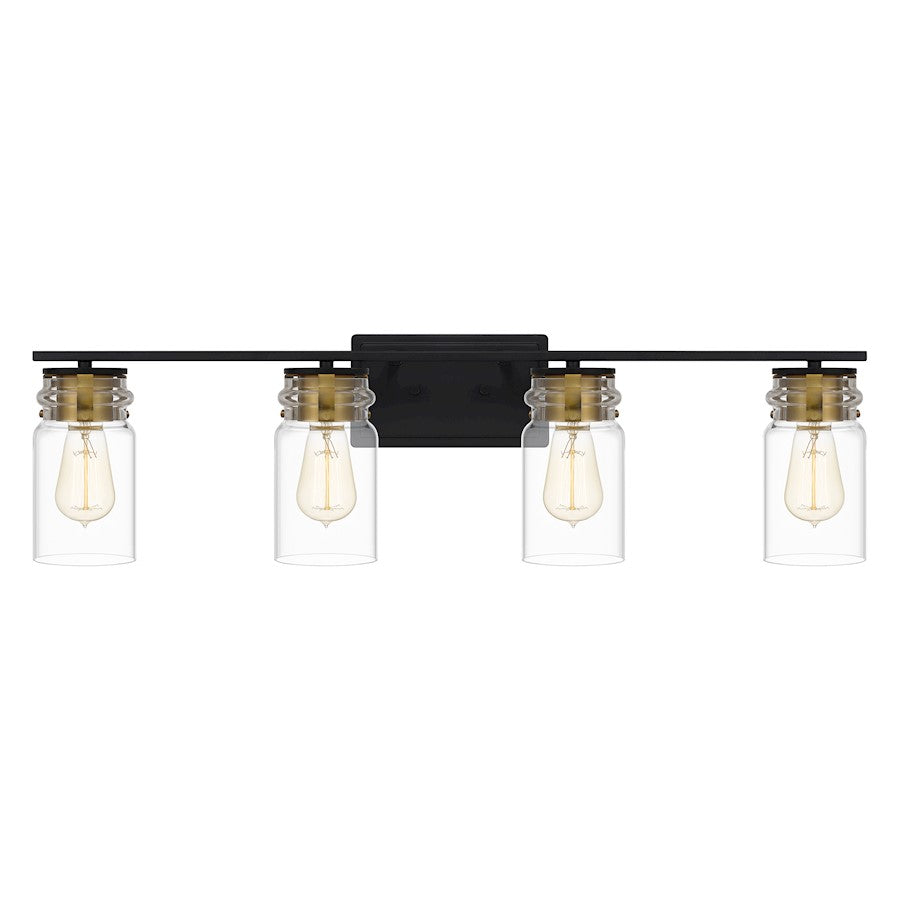 4 Light Bathroom Vanity Light, Matte Black