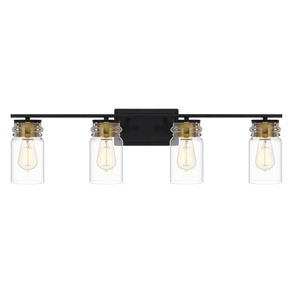 4 Light Bathroom Vanity Light, Matte Black