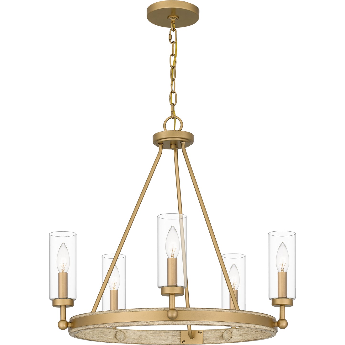 Quoizel Kelleher 5 Light Chandelier, Weathered Brass/Clear - KEL5025NWS