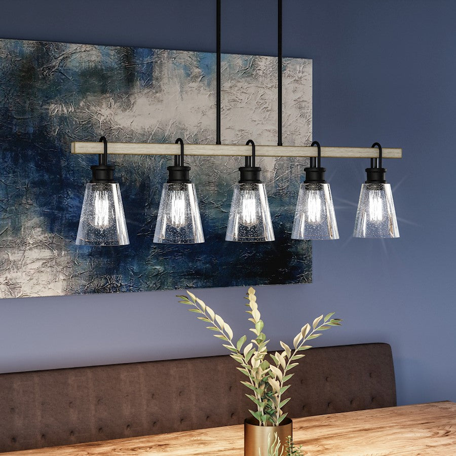 Quoizel Kingsbridge 5 Light Chandelier Light, Earth Black/Seeded