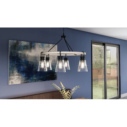 Quoizel Kingsbridge 6 Light Chandelier, Earth Black/Clear Seeded - KGB5029EK